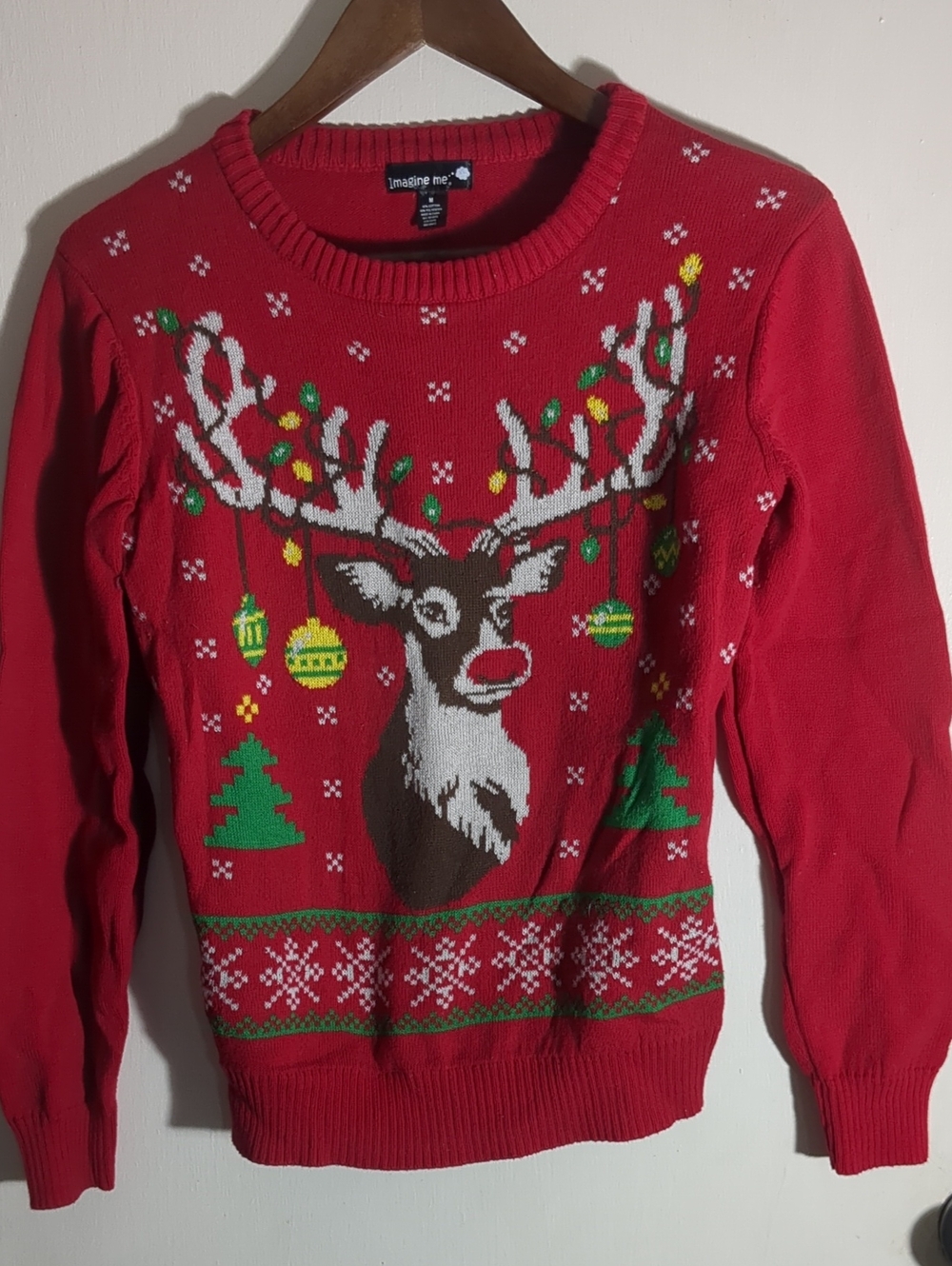 Women's Rudolph Red Christmas Sweater Sz M